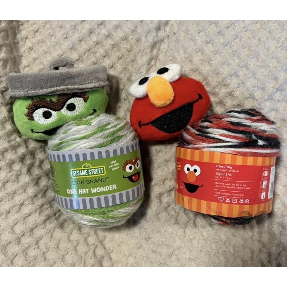 Sesame Street Lion Brand Yarn & Plush Bundle